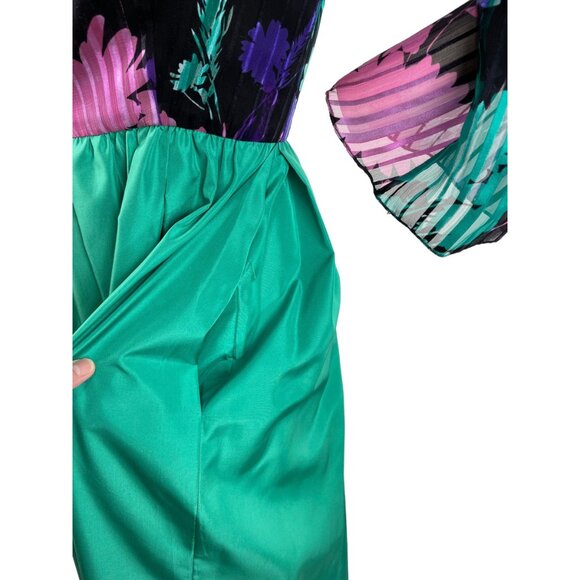 1960s gown Posh by Jay Anderson sheer silk floral chiffon and taffeta Size M - Picture 7 of 9